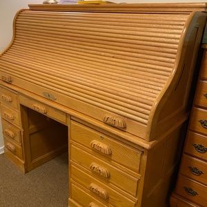 Oak roll top desk